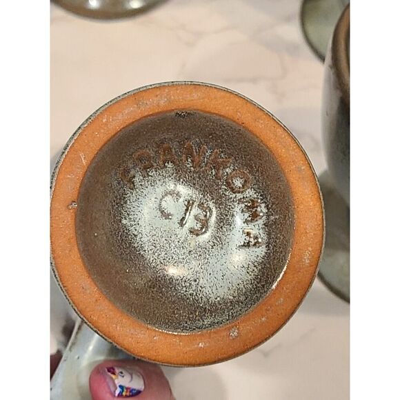 Frankoma Pottery Blue/Green Footed Coffee Tea Mug Set Of 4 MCM 4" x 3.25" EUC - Picture 5 of 14